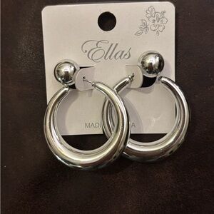 Ella Silver Tone Hoop & Ball Earrings